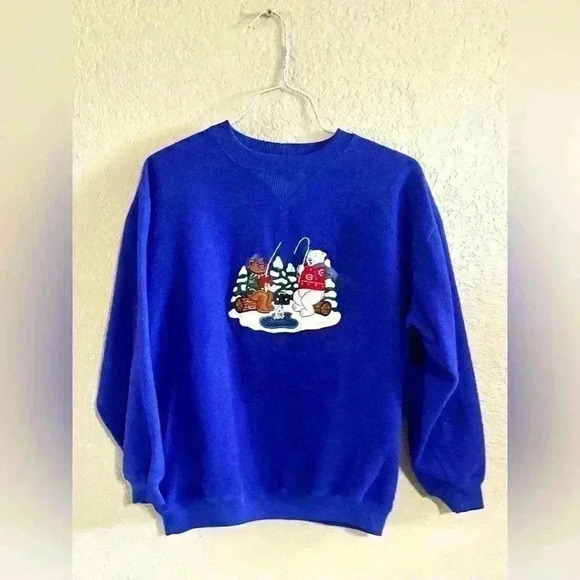 Vintage Marsh Landing Christmas Holiday Blue Sweater Women's Size M grandma - Picture 1 of 8